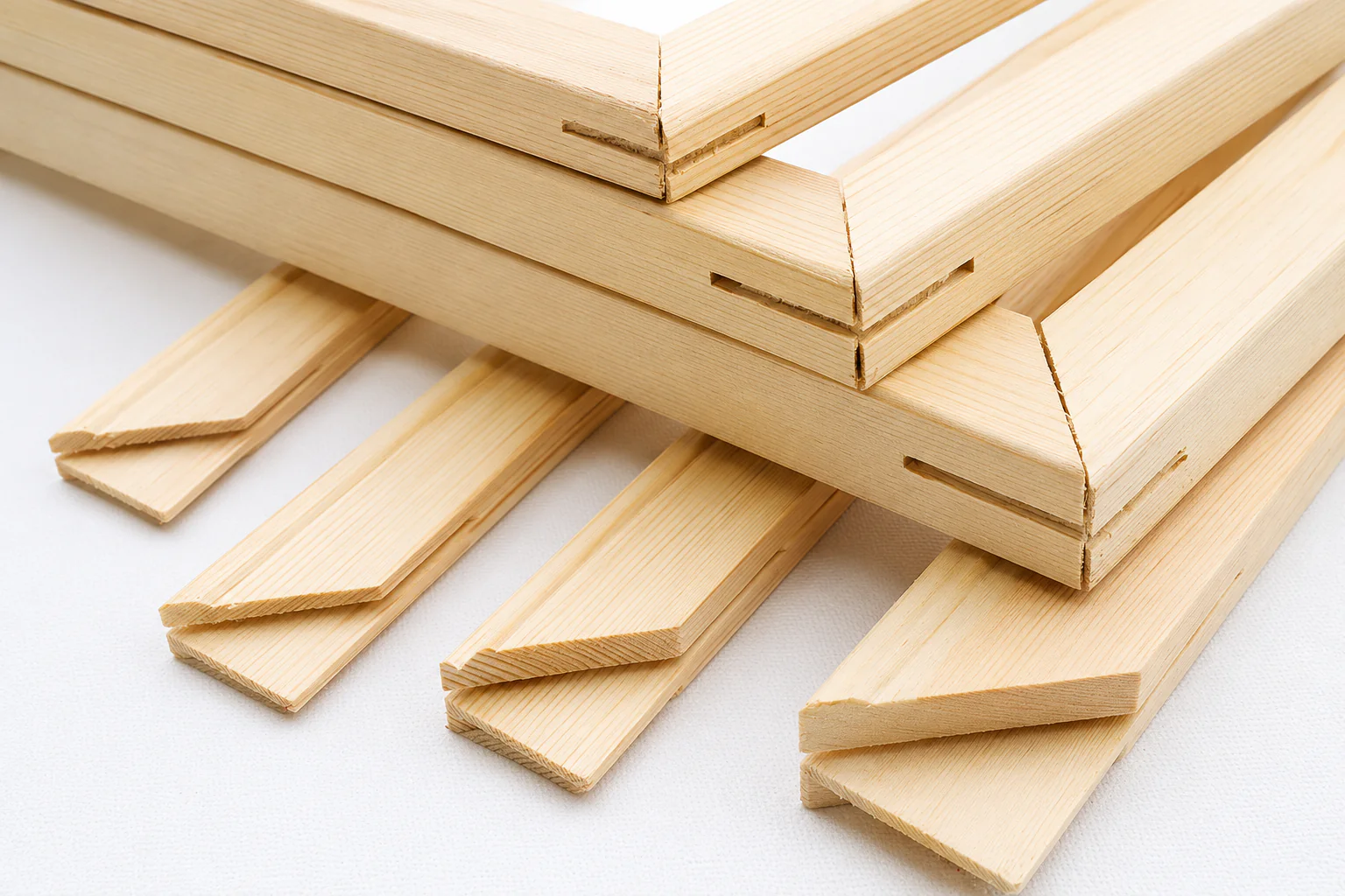 Wooden stretcher bars for canvas manufacturing and bulk supply